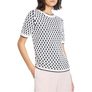 Nic+Zoe Geo Stitch Sweater Tee in Indigo